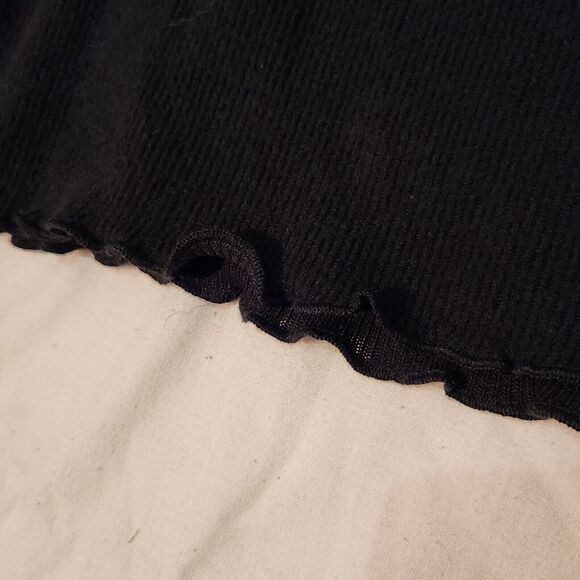 BB Dakota Woman's Small Ribbed Lounge Top Black Stretch Soft Cozy - Picture 5 of 6